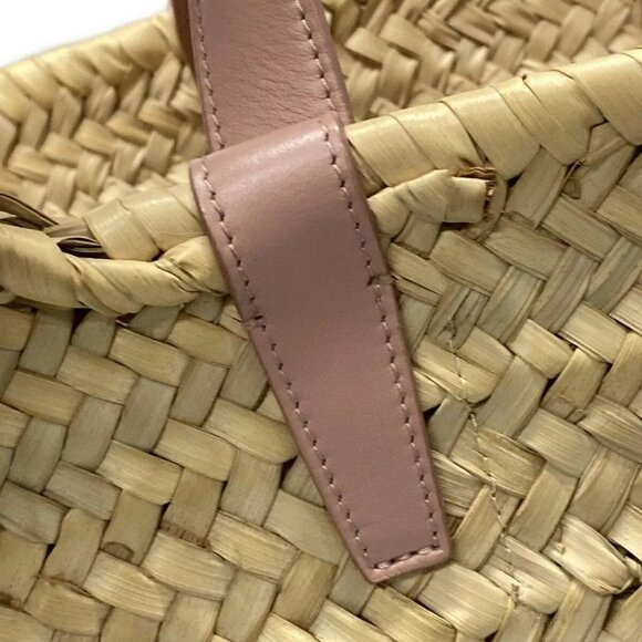 Auth CELINE Teen Triomphe Pannier - Beige Pink Beige Raffia Calf Skin Tote Bag - Picture 10 of 16